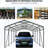 12 X 32 Ft Carport With Galvanized Steel Construction, 4 Fixed Inclined Square Tube Supports, Ideal For Cars, Trucks, Boats And , Spacious Outdoor Storage, Bbq Shelter, Gathering Spot, High-Strength,-124521273-124521274