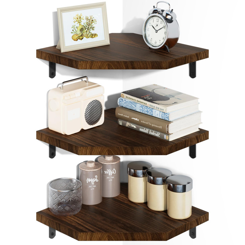 Andon Wood Floating Shelf, Brown