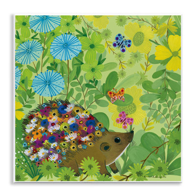 Happy Hedgehog & Flowers Wall Plaque, design by Kay Widdowson