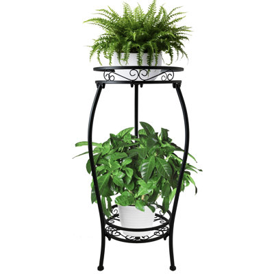 2 Tier Plant Stand Indoor Outdoor, 26.6" Tall Metal Potted Holder Rack Multiple Flower Pot Stand Heavy Duty Plant Shelf Rustproof Iron Plant Round Sup by Winston Porter