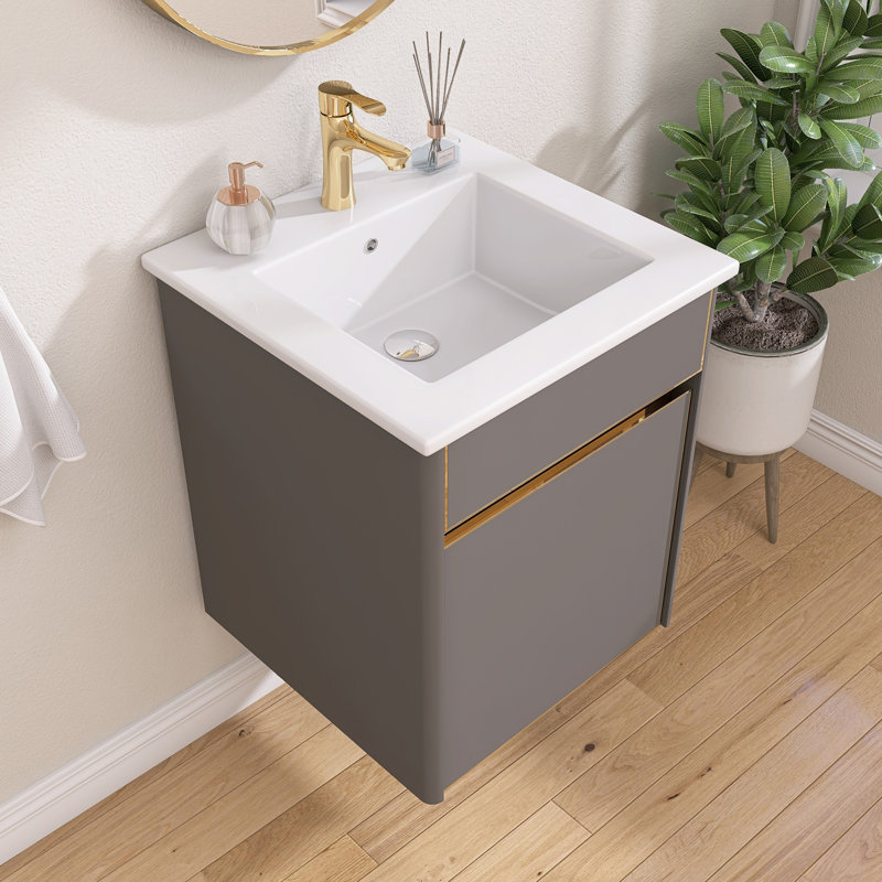 Ensemble de meuble-lavabo simple 16,75 po avec plateau en céramique Tynieka