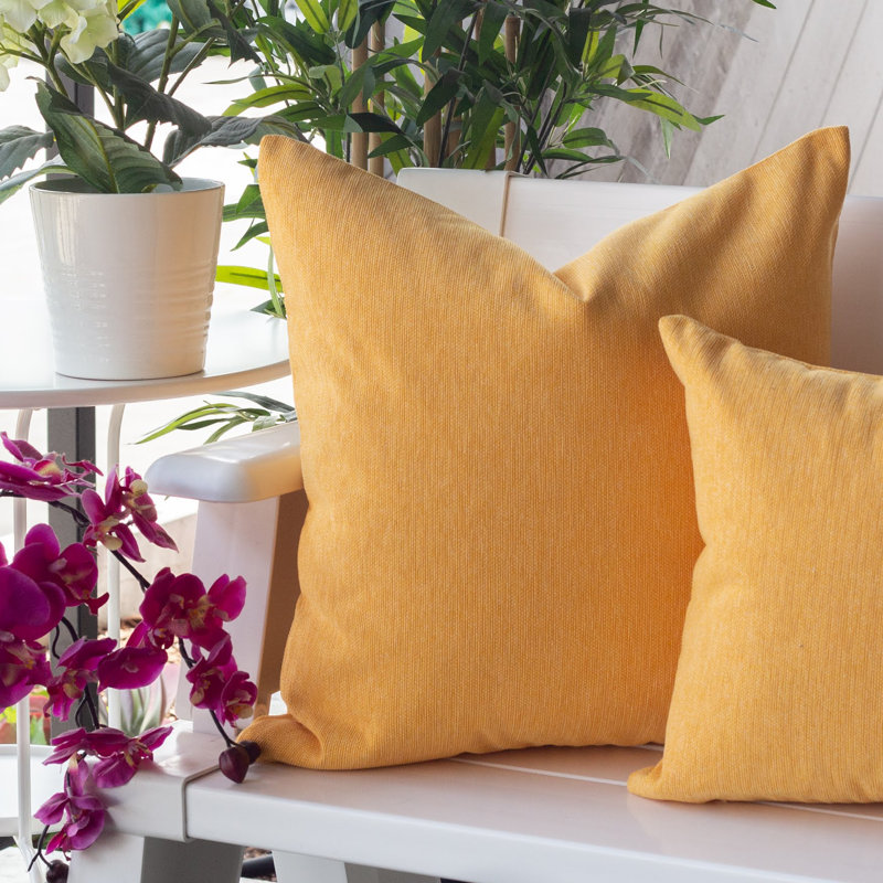 Outdoor Throw Pillow, Mustard, 20" H x 20"  W