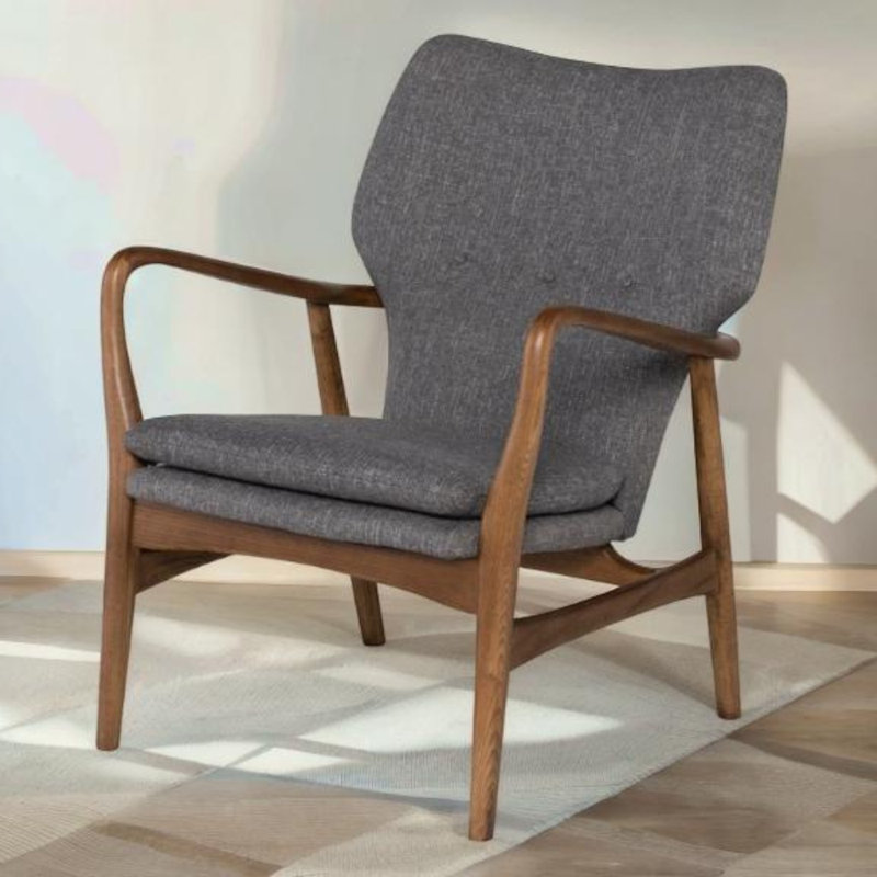 Méridienne Soly Mid-Century Modern, Gris clair
