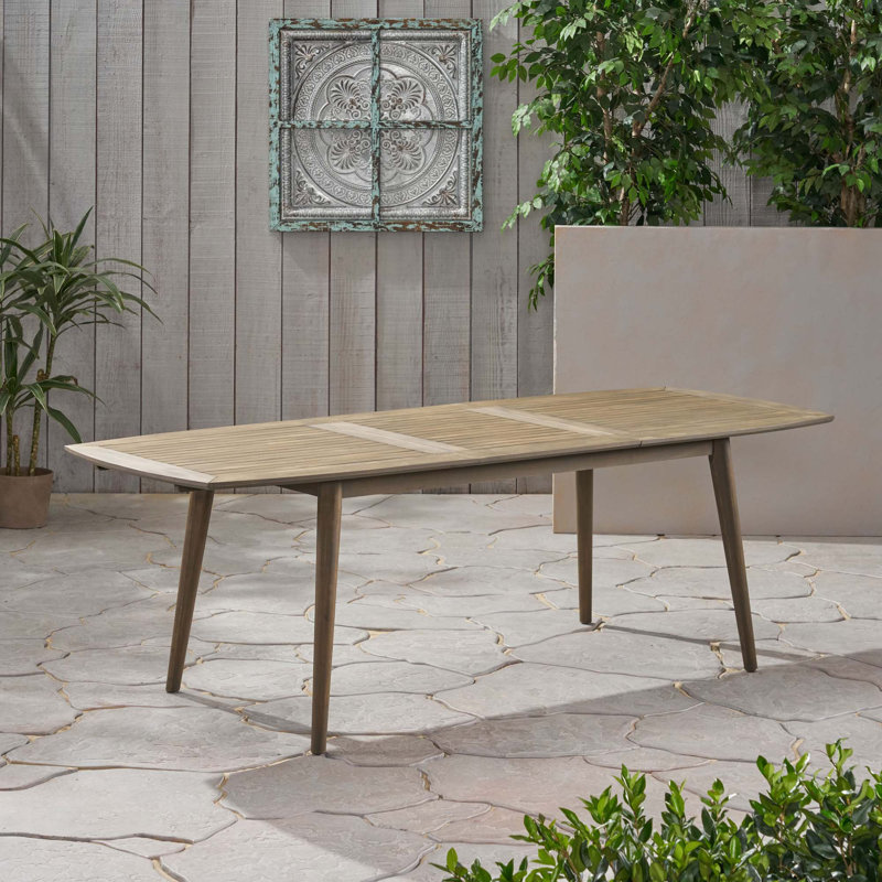 Table de salle à manger d'extérieur extensible en bois d'acacia (table seulement)