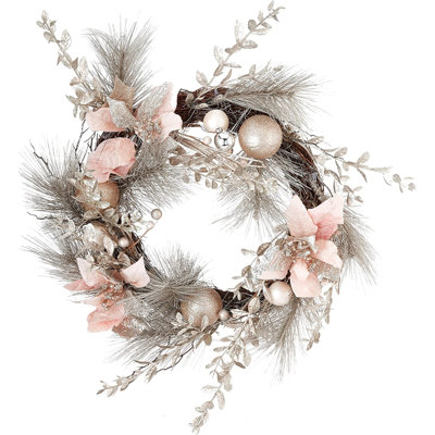 Kurt Adler Artificial Wreath Christmas Decoration, Champagne/Gold, 20"