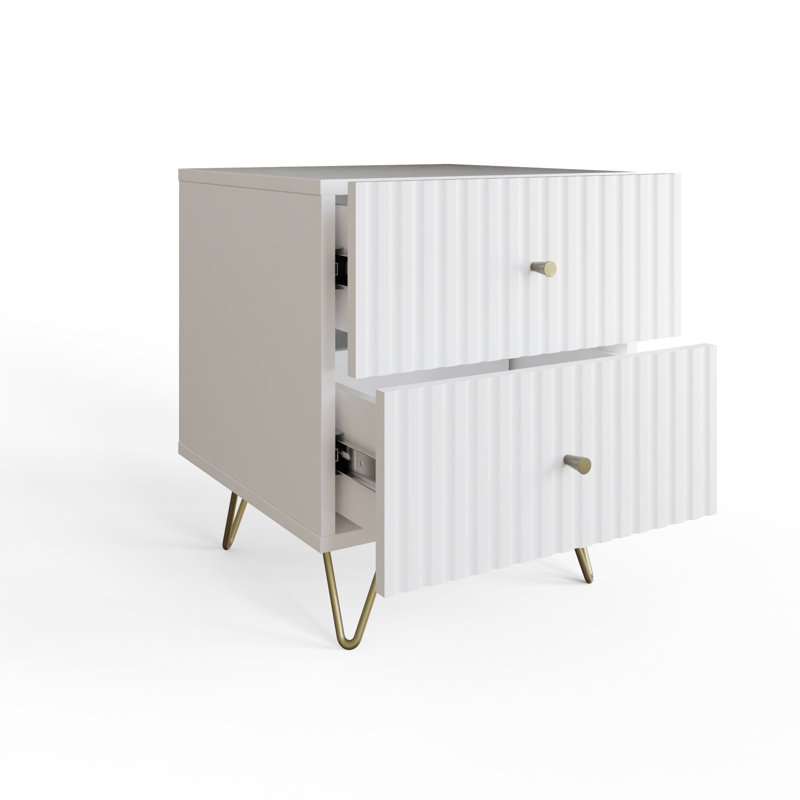 Alipio 40cm W Manufactured Wood Bedside Table, White