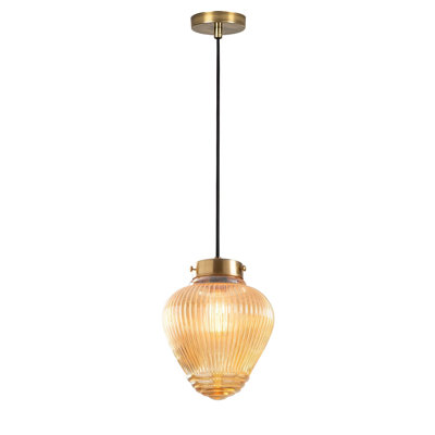 1 - Light Black/Golden Single Pendant