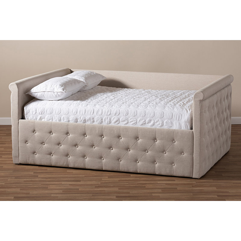 Borges Upholstered Daybed, Queen, Light Beige