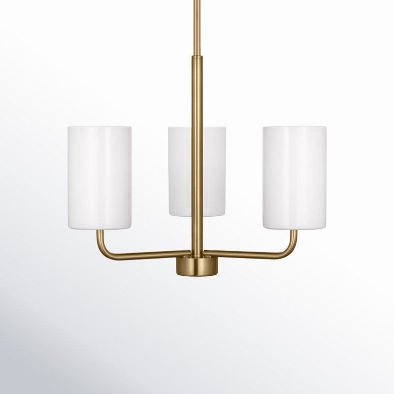 3 - Light Dimmable Shaded / Spider Chandelier, Gold, No