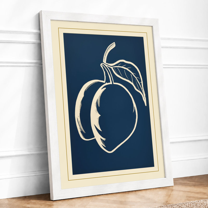 Peach Study Botanical - Print, A2 - 59.4 x 42.0 cm, White