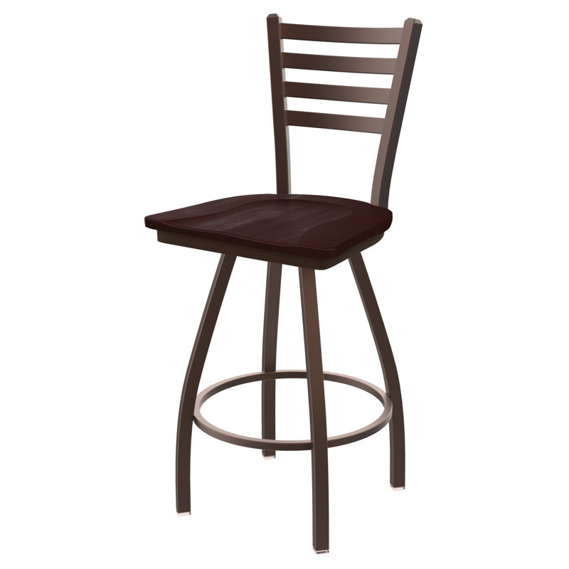 Tabouret de bar pivotant de 30" Evers, Érable cerisier foncé, Bronze, Tabouret de bar (siège d’une hauteur de 30 po)