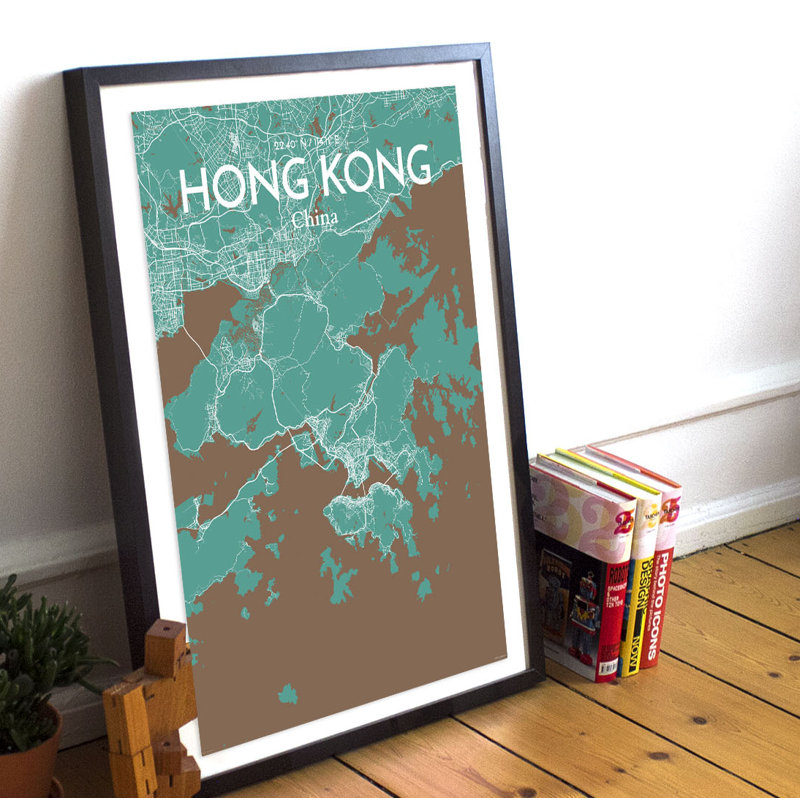 Hong Kong City Map - No Frame Print, 43.2cm H x 27.9cm W x 0.13cm D