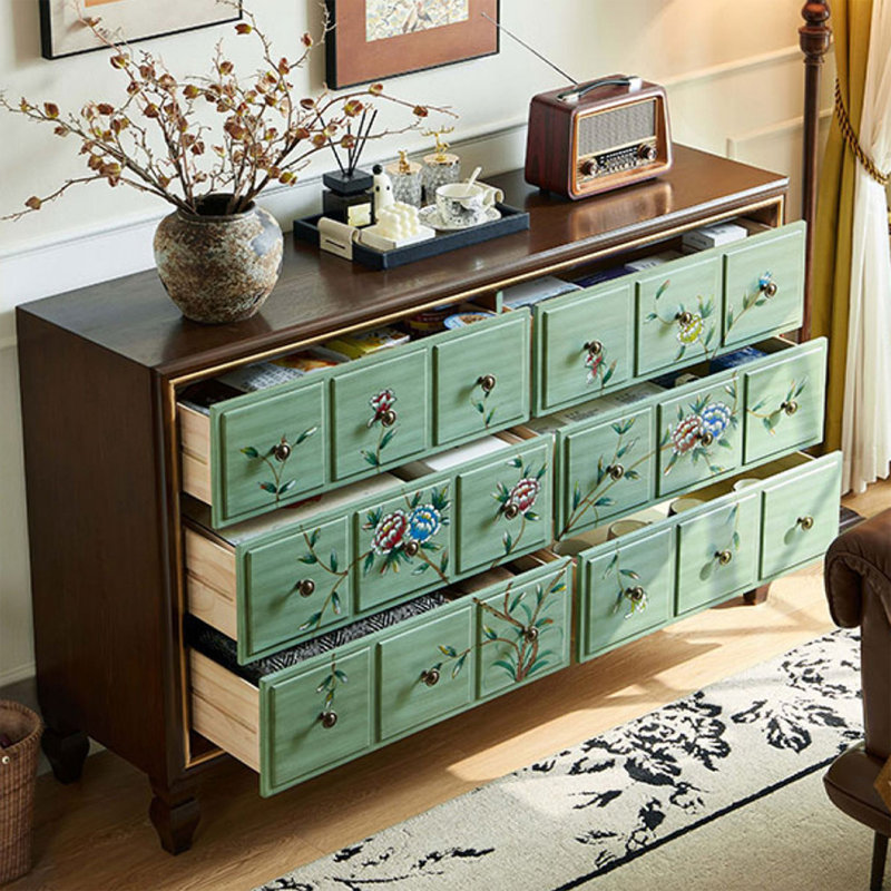 Armoire d'appoint en bois manufacturé vert noisette + bois manufacturé