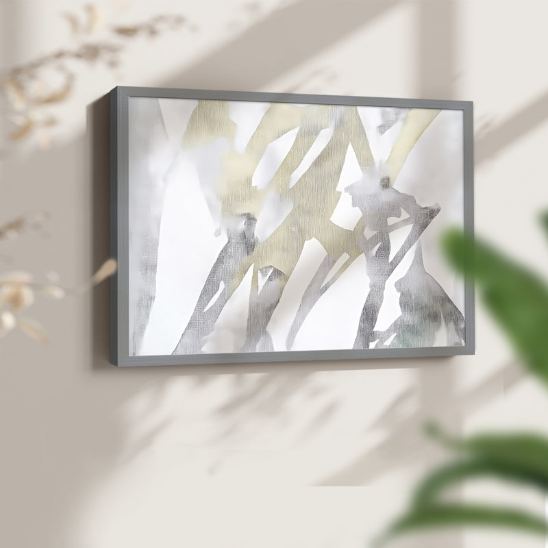 Abstract Series-LXXIX -Framed Print - Restickable, 16" H x 20" W, Grey