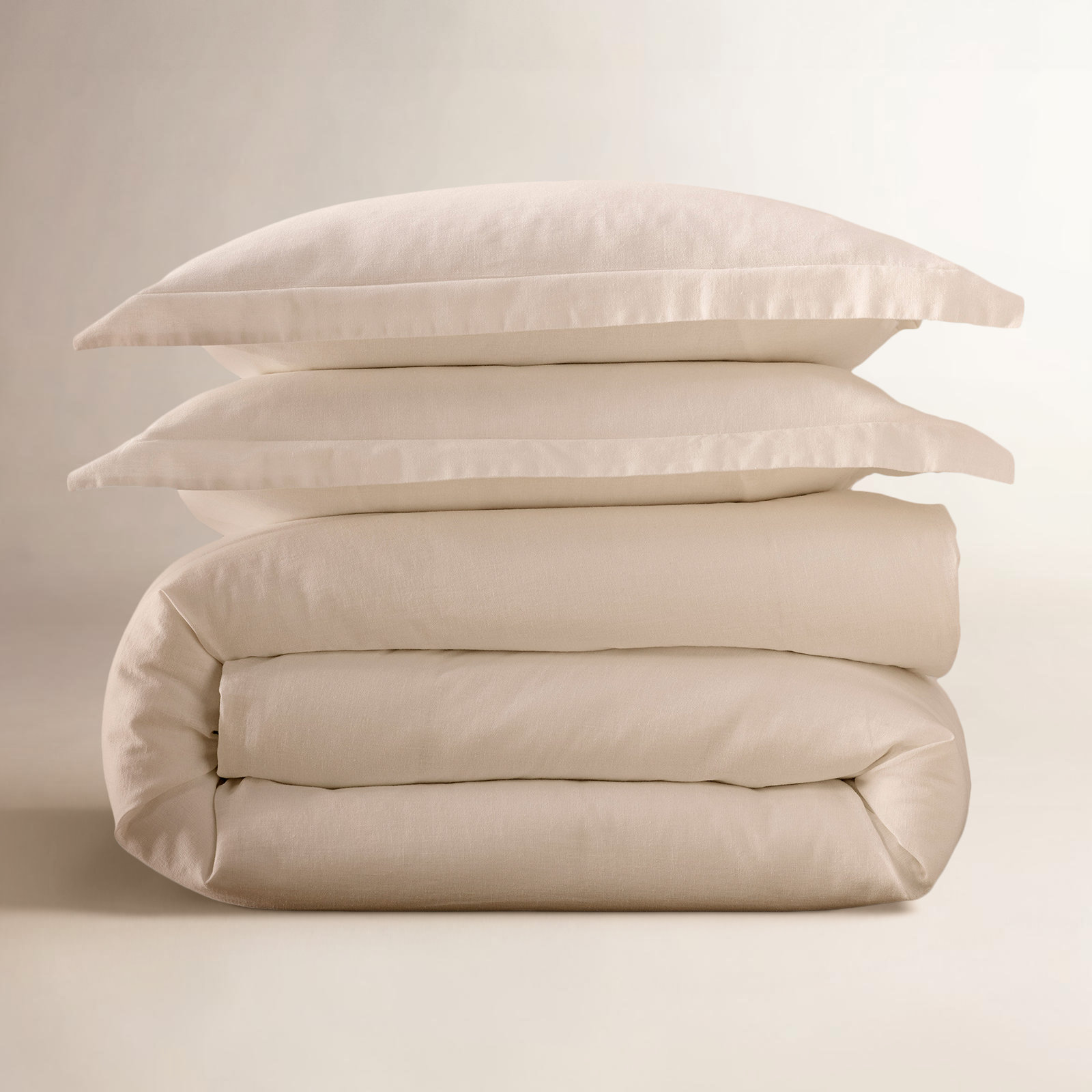Jeffen Linen Duvet Cover Set, King / Cal King Duvet Cover + 2 King Shams, Ivory