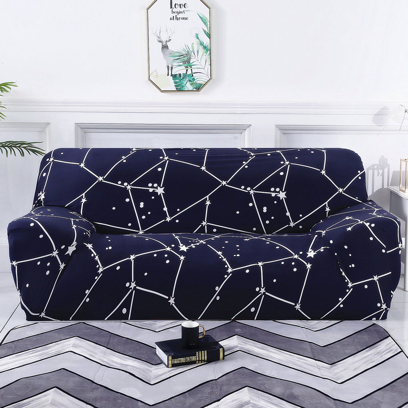 Élégante housse de canapé à coussin carré, Bleu foncé