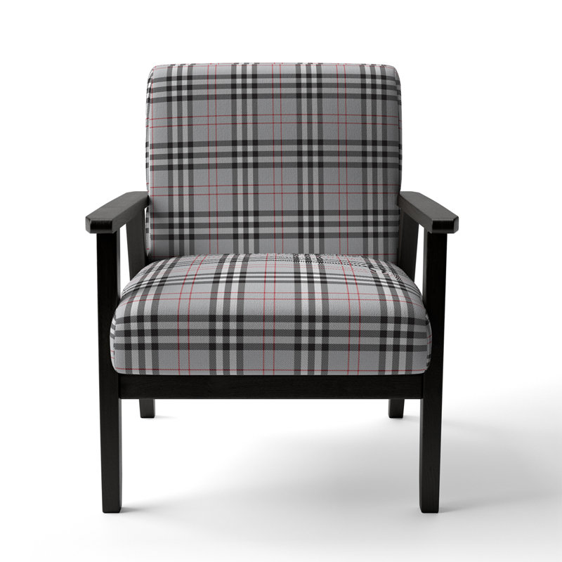 Fauteuil d'appoint en velours à carreaux gris