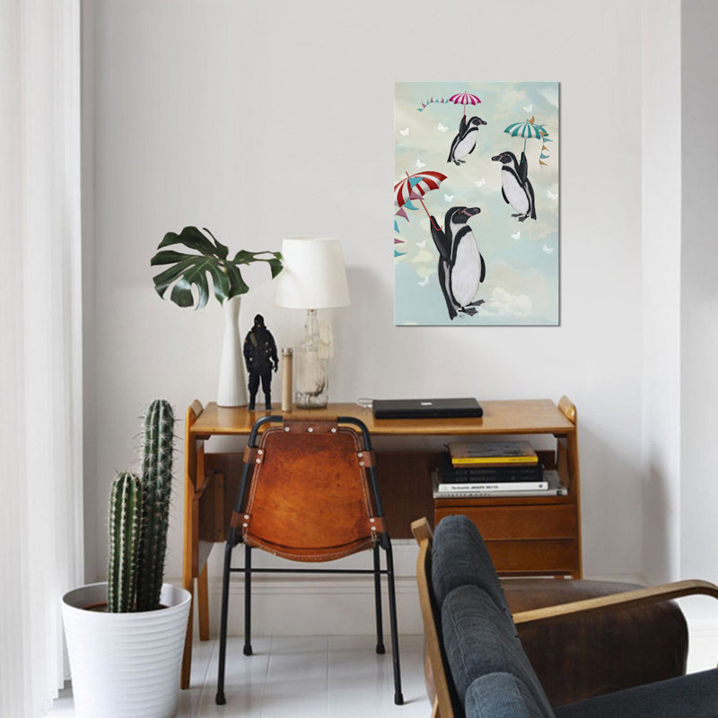 «Floating Penguins II», impression sur toile tendue, H 40 po x l 26 po x P 1,5 po, Pas de tapis, Toile tendue