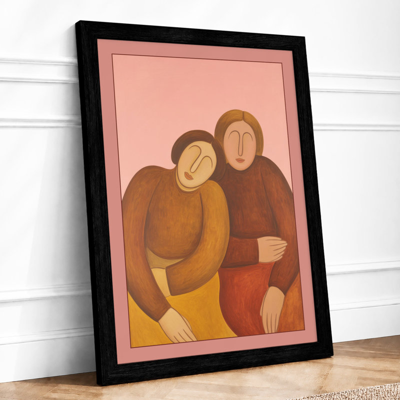 Figures in Conversation Modern - Framed Print, A4 - 29.7 x 21.0 cm, Black