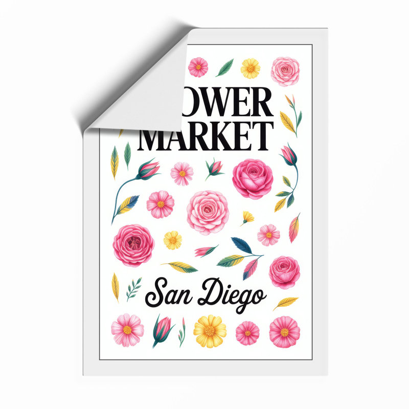 San Diego Flower Market Botanical - Print, Unframed, A2 - 59.4 x 42.0 cm