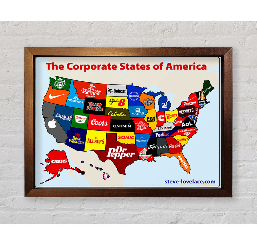 United Corporations Of America Karte - Einzelne Bilderrahmen Kunstdrucke