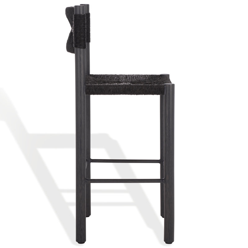 Romona Rattan Weaving Outdoor Barstool, Black