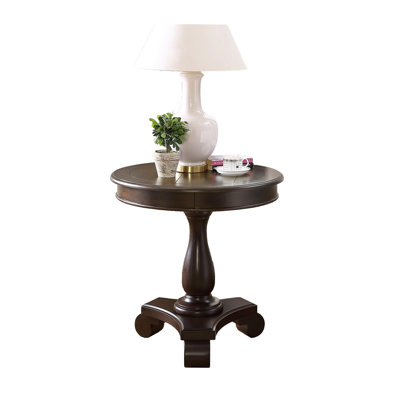 Round Wood Pedestal Side Table