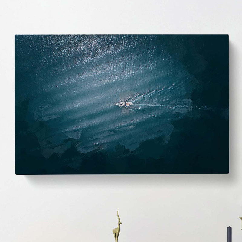 Boat in the Open Sea in Abstract - Wrapped Canvas, 60cm H x 91cm W x 3cm D