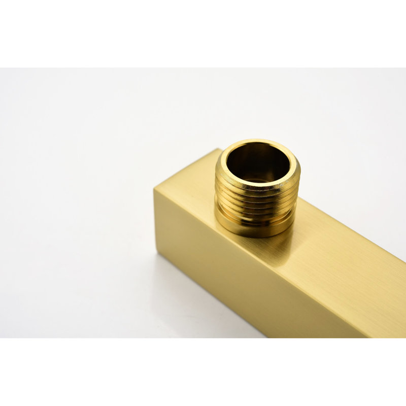 Brushed Gold Shower System: 10 Inches Rainfall Head And Handheld . Wall Mounted High Dual Head. Bathroom Faucet With Valve & Trim. Self-Cleaning Nozzle. Meets American Standard Pipe Connections.