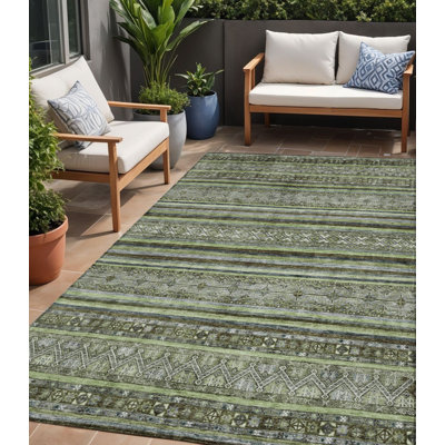 Tapis intérieur / extérieur lavable 5 pi x 8 pi vert olive et vert fougère