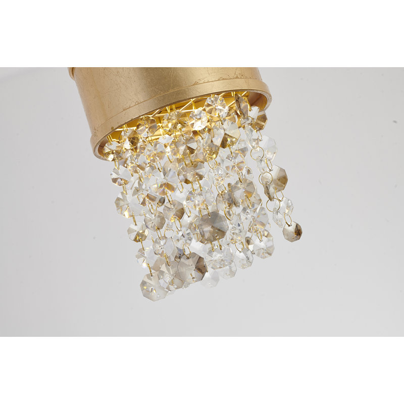 Modern 1-Light Gold LED Single Pendant With Clear And Champagne Crystals