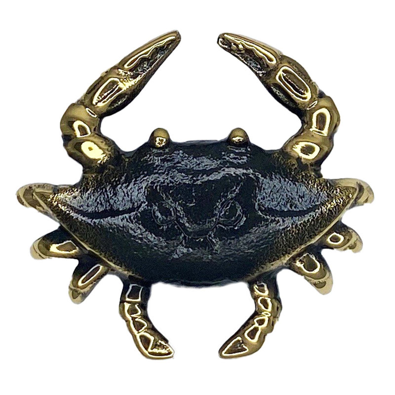 Blue Crab Push Button Doorbell, Brass