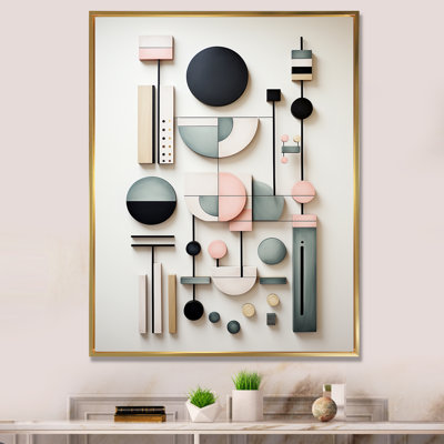 Serendipity Elegant Geometric Shapes Retro Pink - Modern Geometric Wall Decor