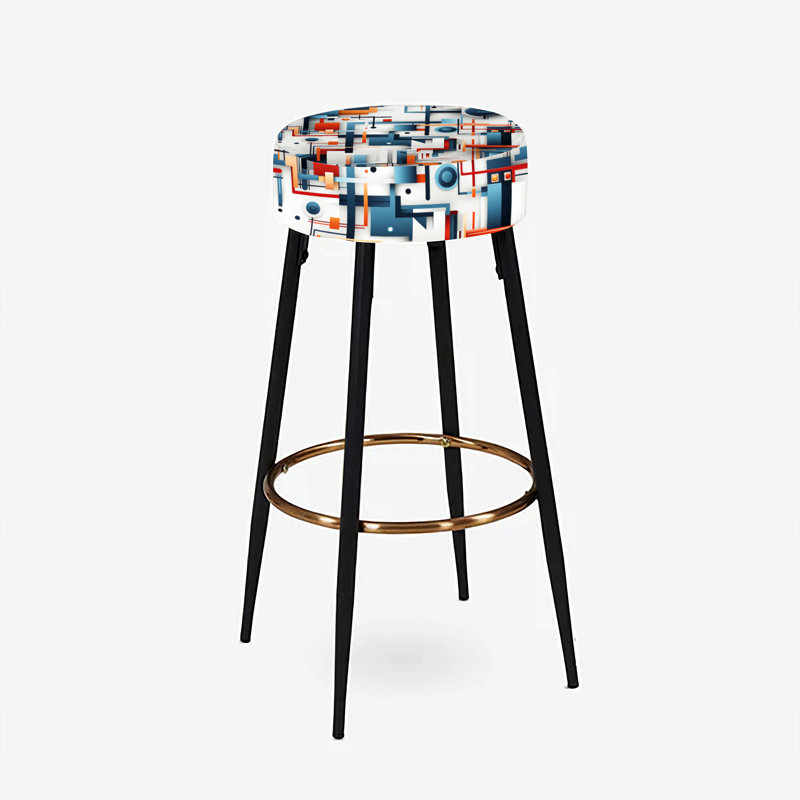Ensemble de 2 tabourets de bar à motif géométrique bleu