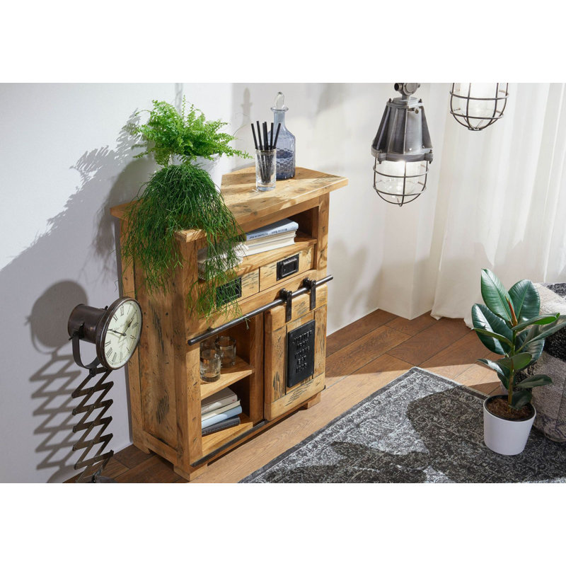 Railway Solid Wood 75 cm W Chest of 2 Drawers