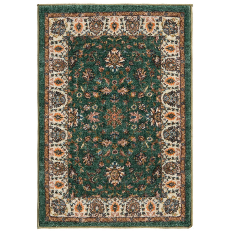 Tapis traditionnel Artez de couleur vert émeraude, Rectangle 2 pi 2 po x 3 pi