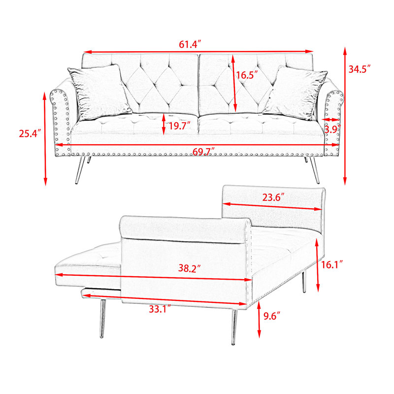 Upholstered Sofa Bed, Black