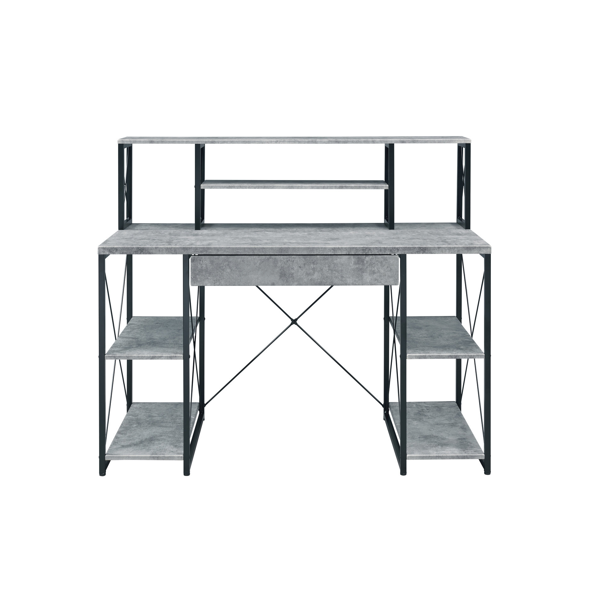 Latitude Run® Gray Finish Work Desk With Compartments - Maximize Your