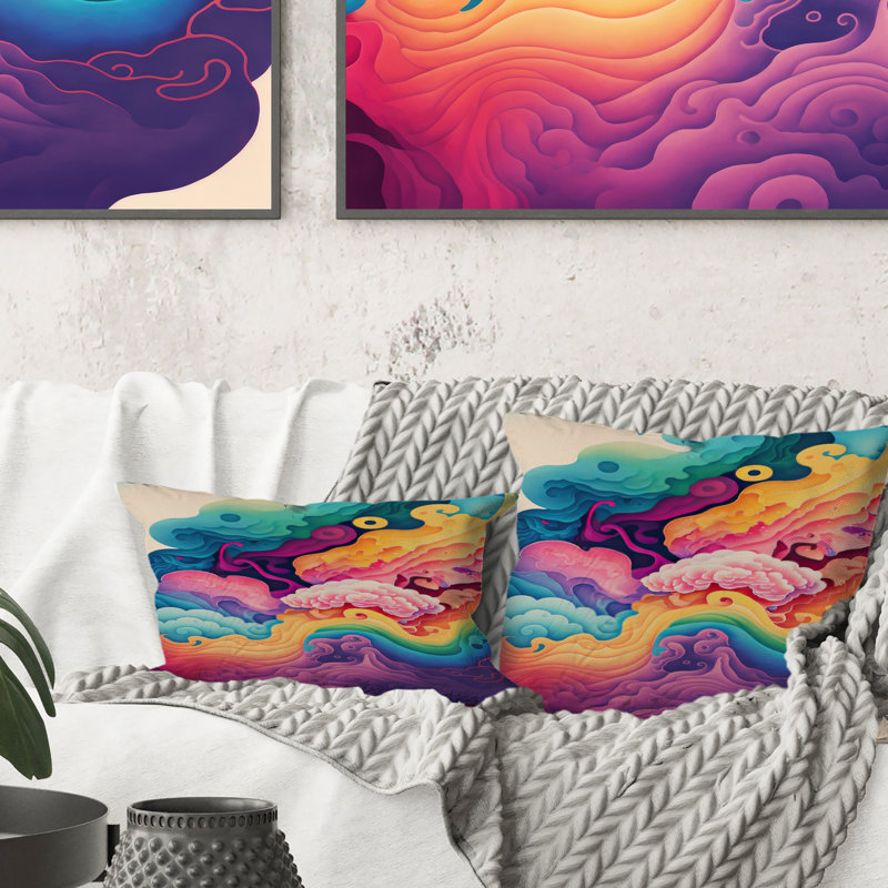 Coussin multicolore Swirly Clouds VI - Abstract Spirals