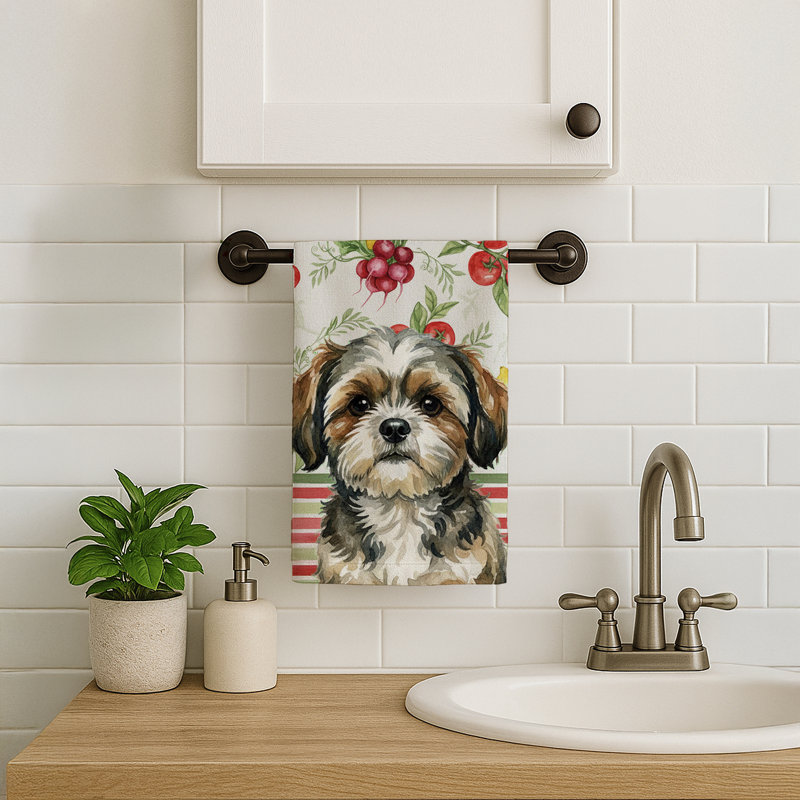 Brindle Shih Tzu Vegetables Kitchen Towel, Brindle Shih Tzu