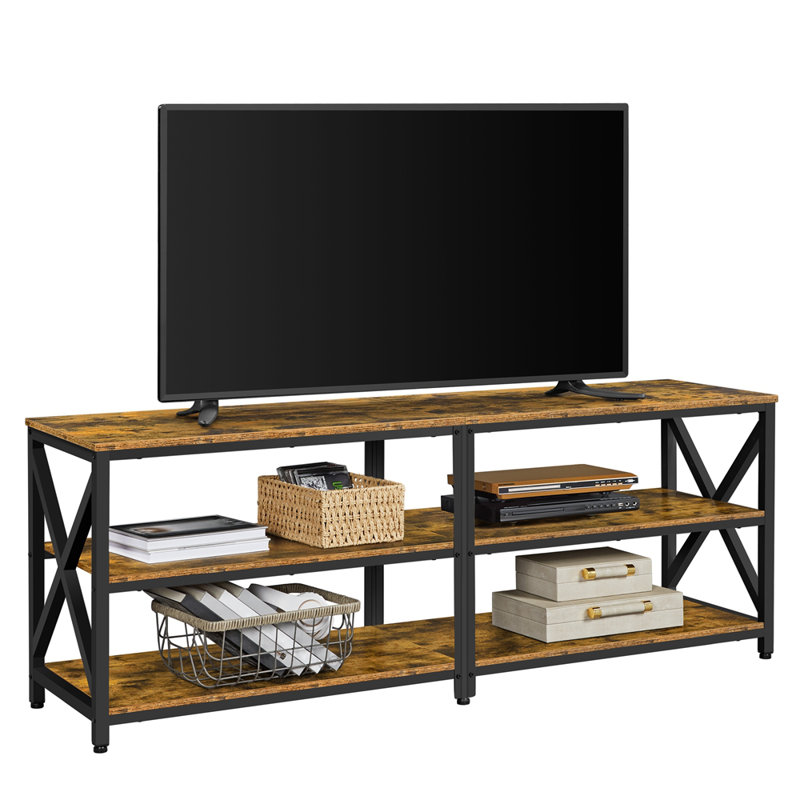 Amanita TV Stand, 3-Tier TV Console Table, 60.5cm H x 160cm W x 40cm D, Rustic Brown