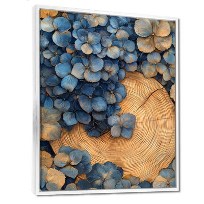 Aquarelle de fleurs d'hortensia sur glissoire en bois I - hydrangées, art sur toile