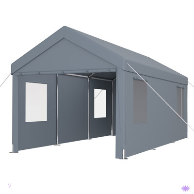 Carport Portable Garage, Heavy Duty Car Port Canopy With 2 Roll-Up Doors & 4 Ventilated Windows For Car, Truck, Boat, Garden Tools -  VODYXSEP, LYY3VO-W465P204134