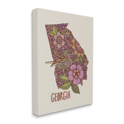 " Intricate Georgia State Bird And Flower Detailed Floral Design " by Valentina Harper