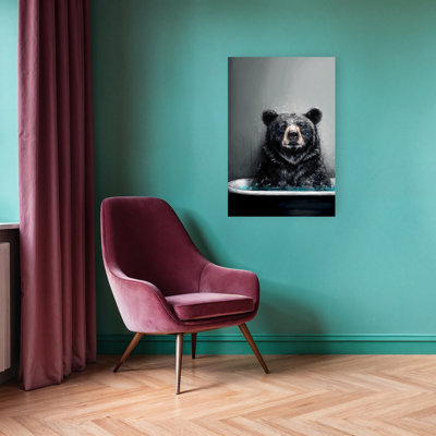 Ours, Bathime, moderne, rustique, ours contemporain, portrait, art mural