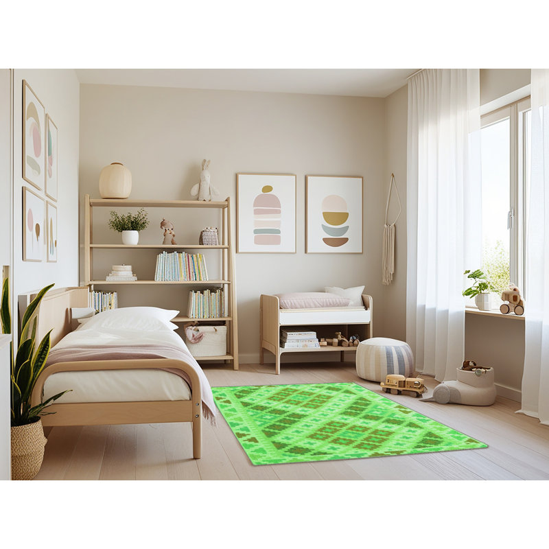 Kyraa Washable Geometric Indoor Rug, Rectangle 3' x 5'