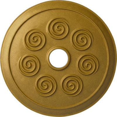 Médaillon de plafond en spirale Endurathane, diamètre extérieur de 25 1/4 po x P 4 po x P 2 po (convient aux auvents jusqu'à 4 po), pot peint à la main de fini craquelé crème