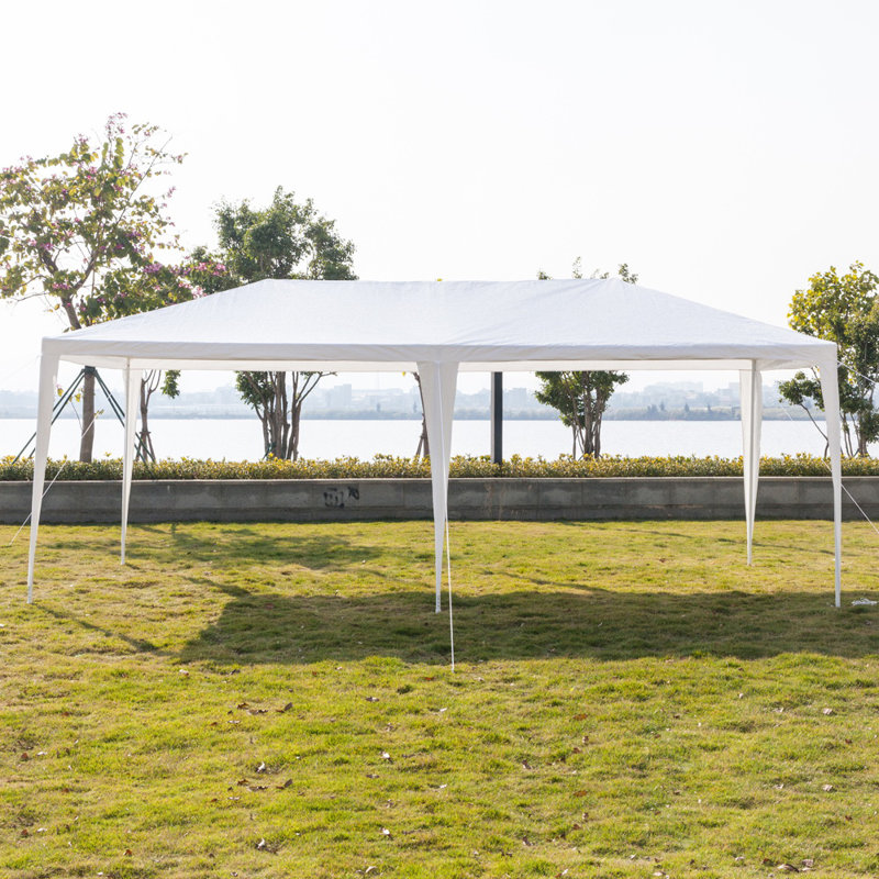 Tente de fête extérieure blanche imperméable sans parois latérales, 9,85 pi. X 19,69 pi.