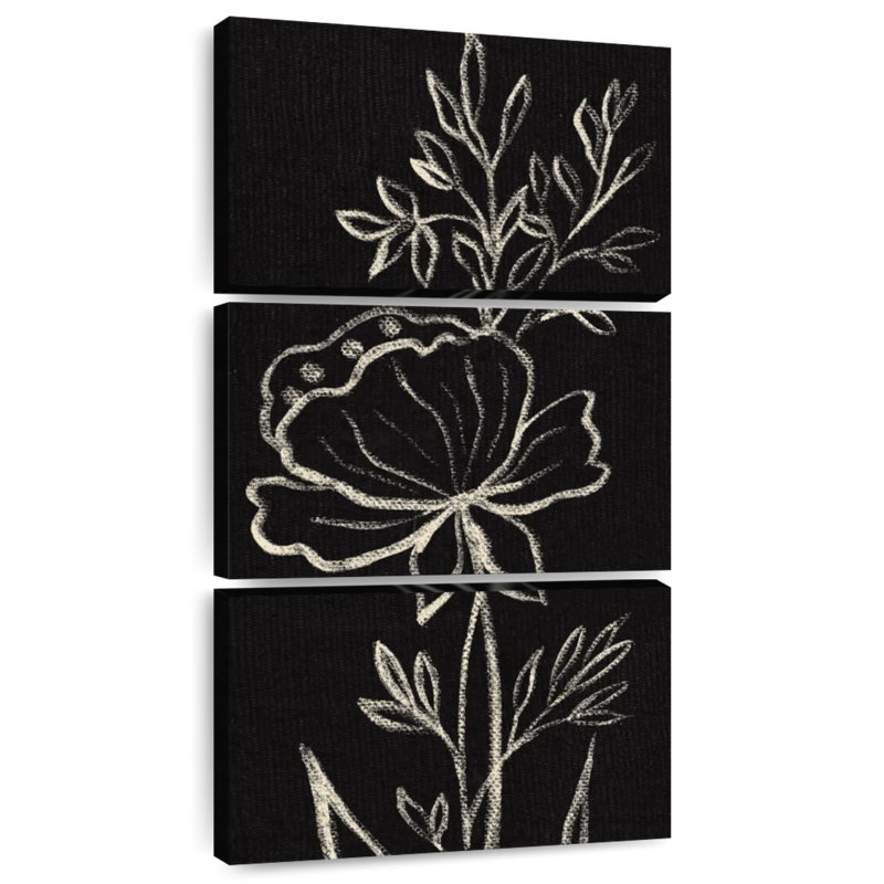 Motif floral noir, H 44 po x l 21 po