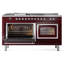 Cuisinière ILVE Nostalgie II Série 60 po à double combustible avec 7 brûleurs scellés, plaque de cuisson, table française (gaz naturel, porte vitrée)-939345225-939345233